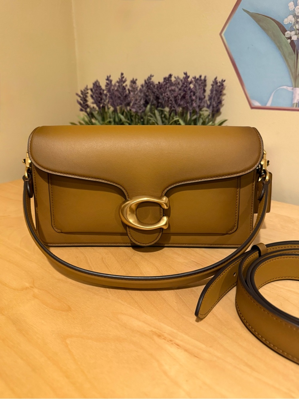 Coach Saddle Shoulder Bag in Mustard Brown with Gold Hardware
